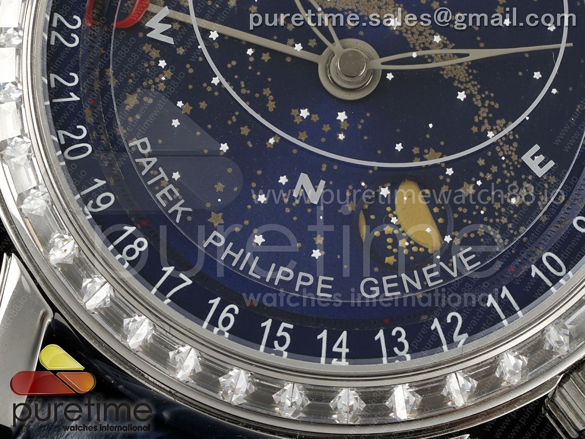 Grand Complications 6102 SS GRF Blue Dial Diamonds Bezel on Blue Leather Strap A240