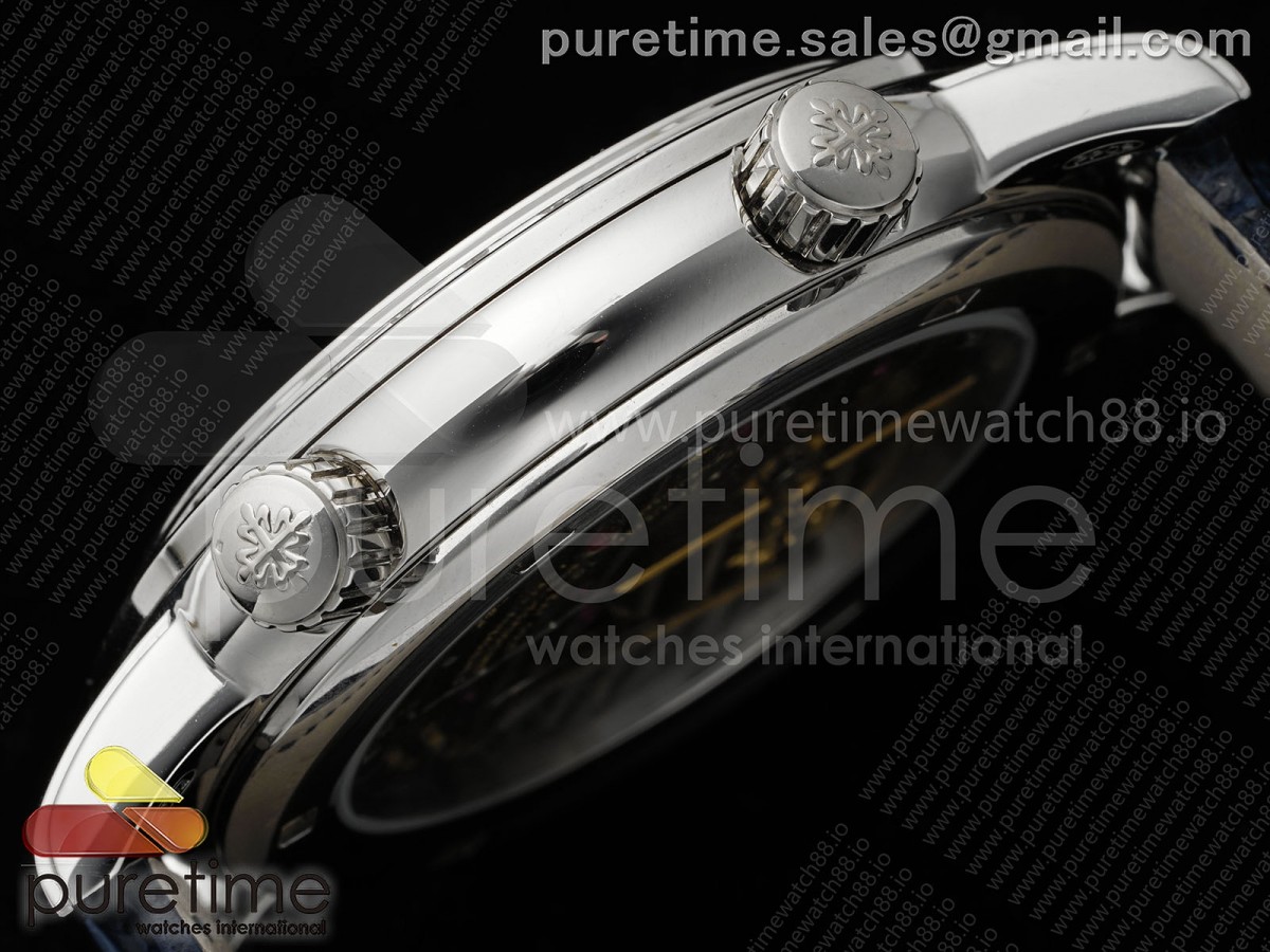Grand Complications 6102 SS GRF Blue Dial Diamonds Bezel on Blue Leather Strap A240