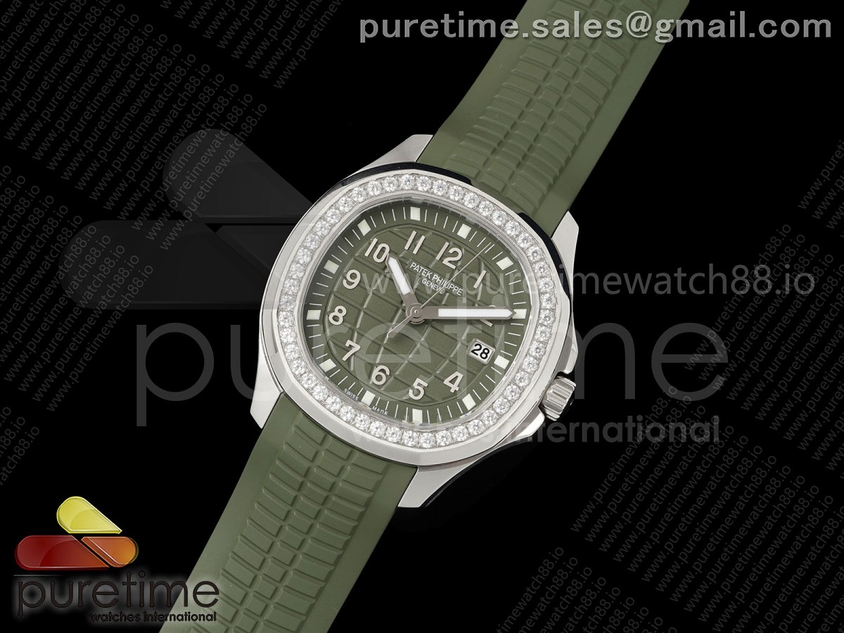 Aquanaut 5267 SS PPF Green Textured Dial on Green Rubber Strap Ronda Quartz
