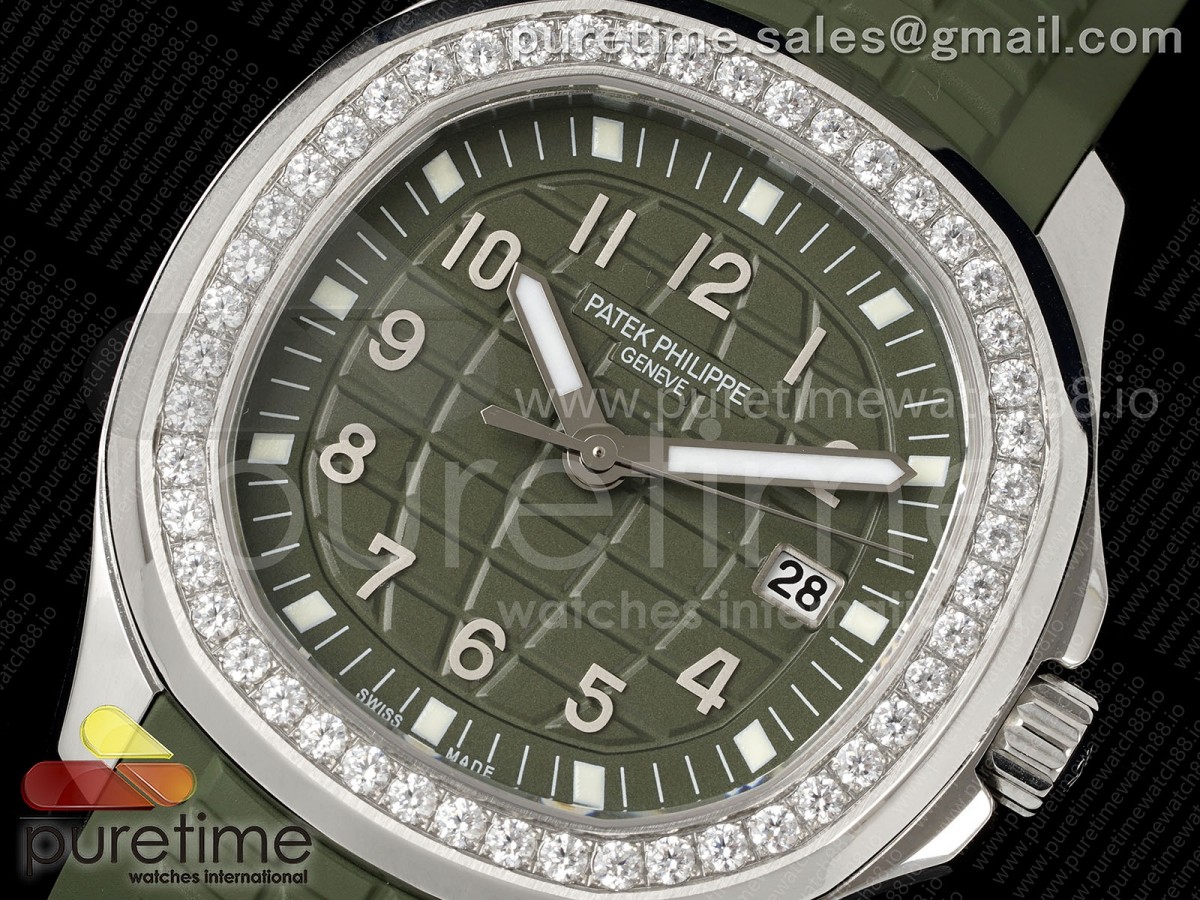 Aquanaut 5267 SS PPF Green Textured Dial on Green Rubber Strap Ronda Quartz