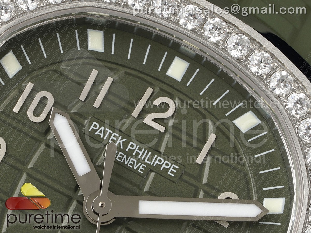 Aquanaut 5267 SS PPF Green Textured Dial on Green Rubber Strap Ronda Quartz