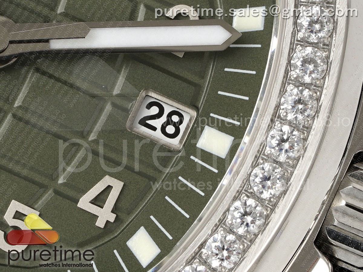 Aquanaut 5267 SS PPF Green Textured Dial on Green Rubber Strap Ronda Quartz