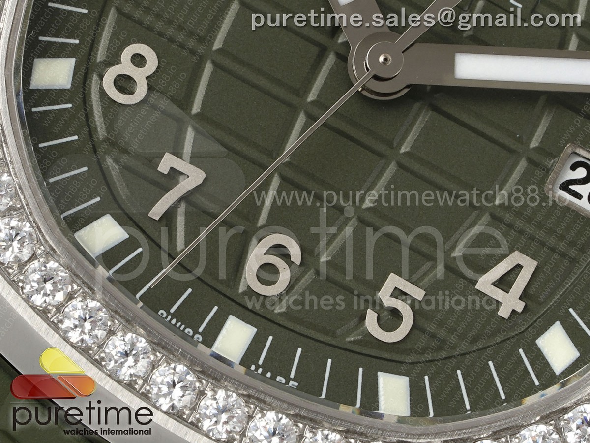 Aquanaut 5267 SS PPF Green Textured Dial on Green Rubber Strap Ronda Quartz
