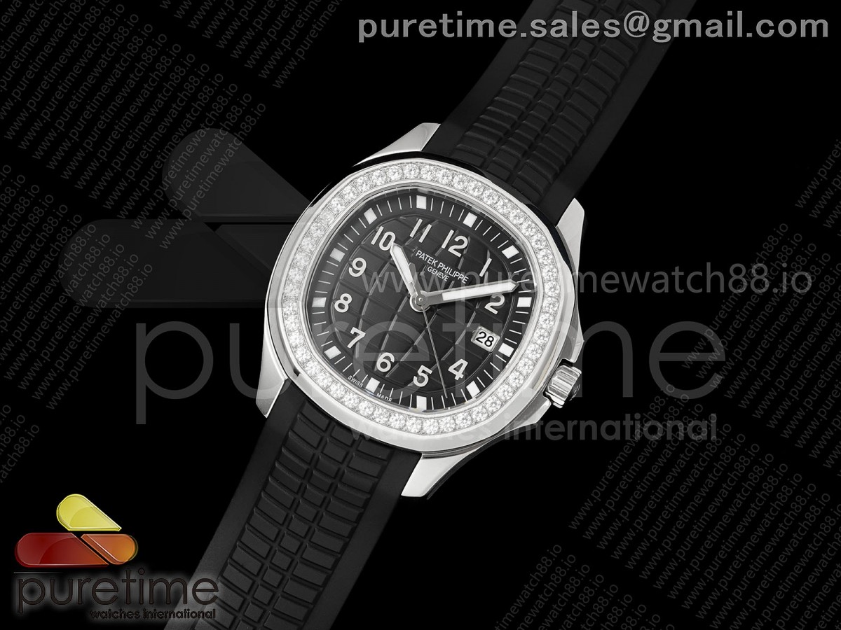 Aquanaut 5267 SS PPF Black Textured Dial on Black Rubber Strap Ronda Quartz