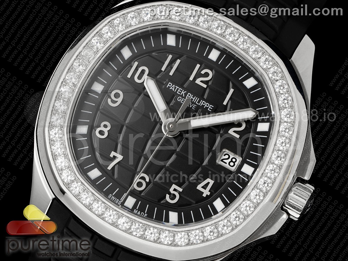 Aquanaut 5267 SS PPF Black Textured Dial on Black Rubber Strap Ronda Quartz