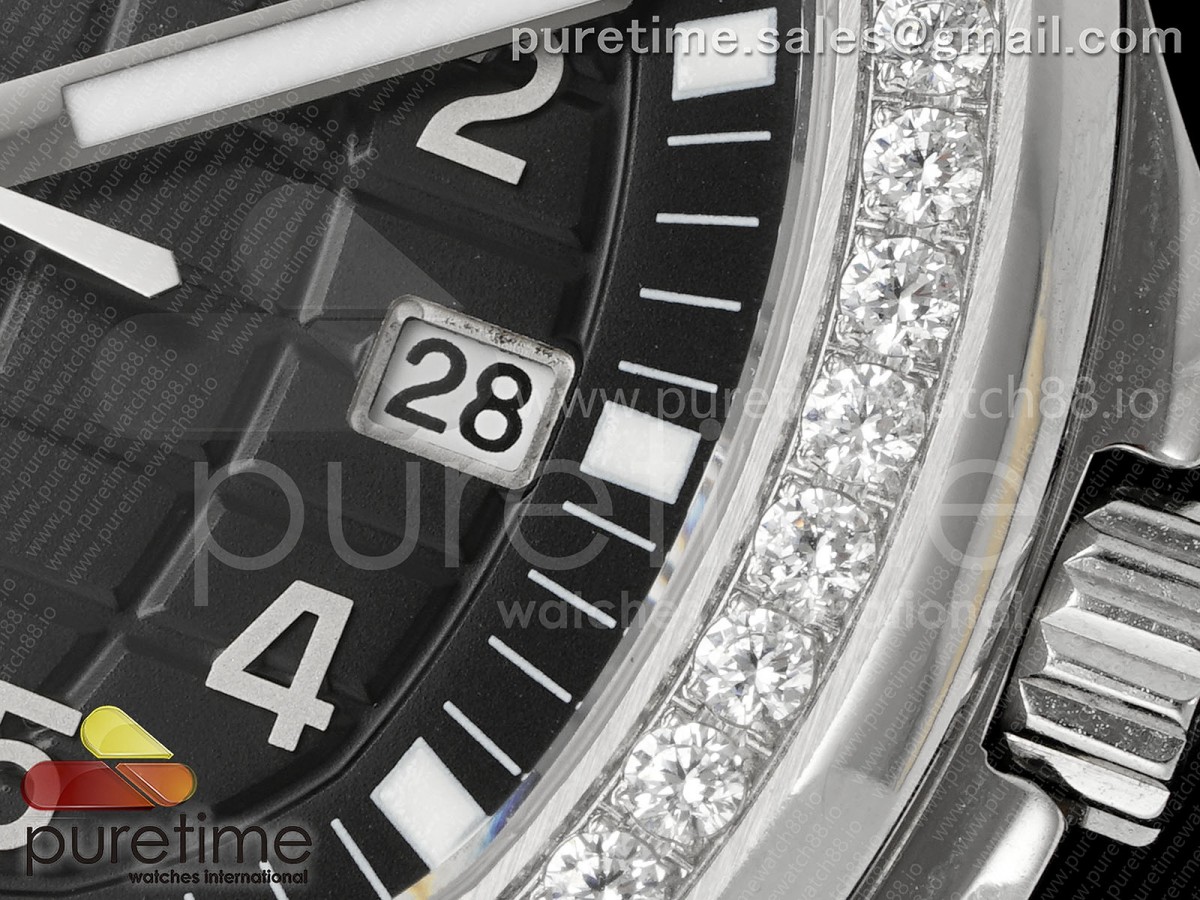 Aquanaut 5267 SS PPF Black Textured Dial on Black Rubber Strap Ronda Quartz