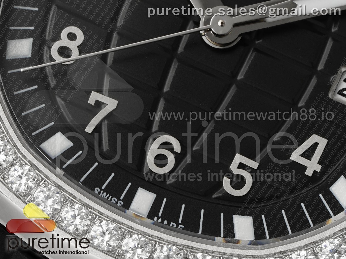 Aquanaut 5267 SS PPF Black Textured Dial on Black Rubber Strap Ronda Quartz