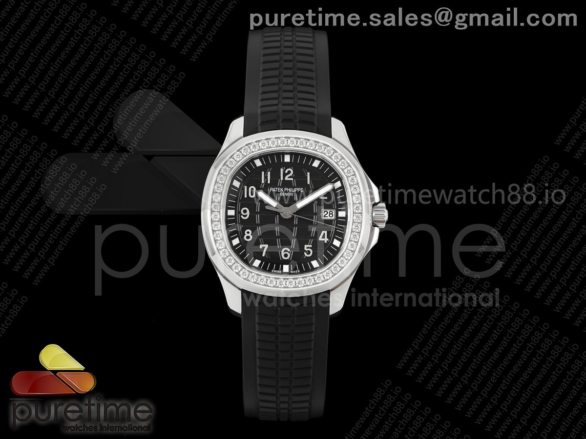 Aquanaut 5267 SS PPF Black Textured Dial on Black Rubber Strap Ronda Quartz