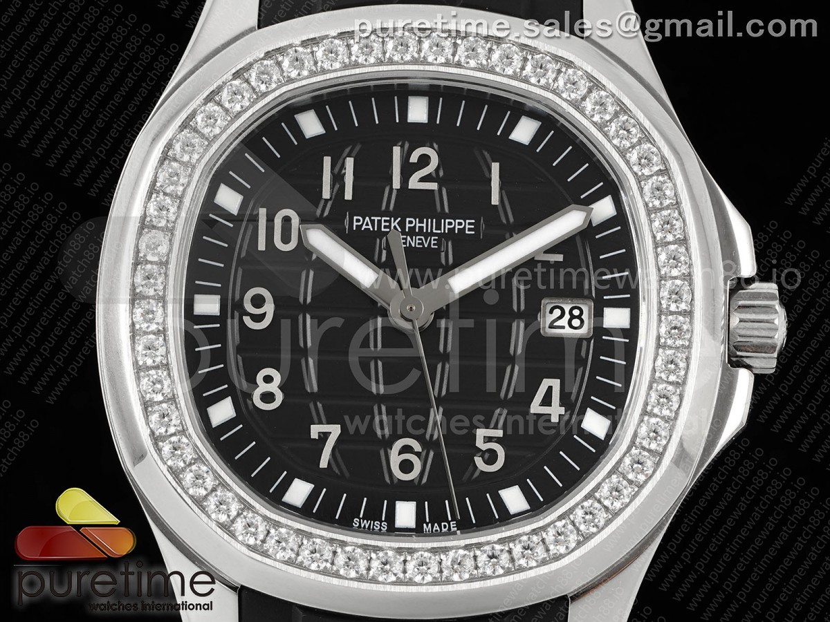 Aquanaut 5267 SS PPF Black Textured Dial on Black Rubber Strap Ronda Quartz