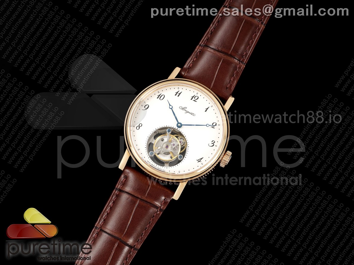 Classique Tourbillon RG RMS White Numeral Dial on Brown Leather Strap