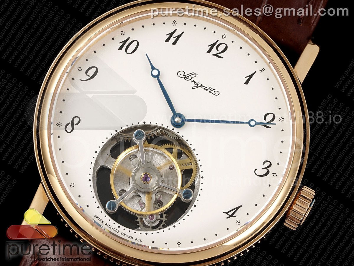 Classique Tourbillon RG RMS White Numeral Dial on Brown Leather Strap