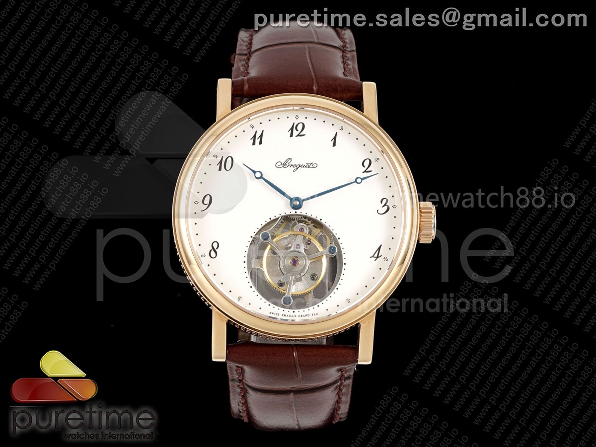 Classique Tourbillon RG RMS White Numeral Dial on Brown Leather Strap