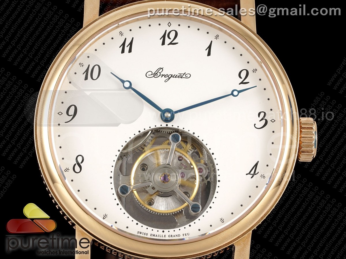 Classique Tourbillon RG RMS White Numeral Dial on Brown Leather Strap