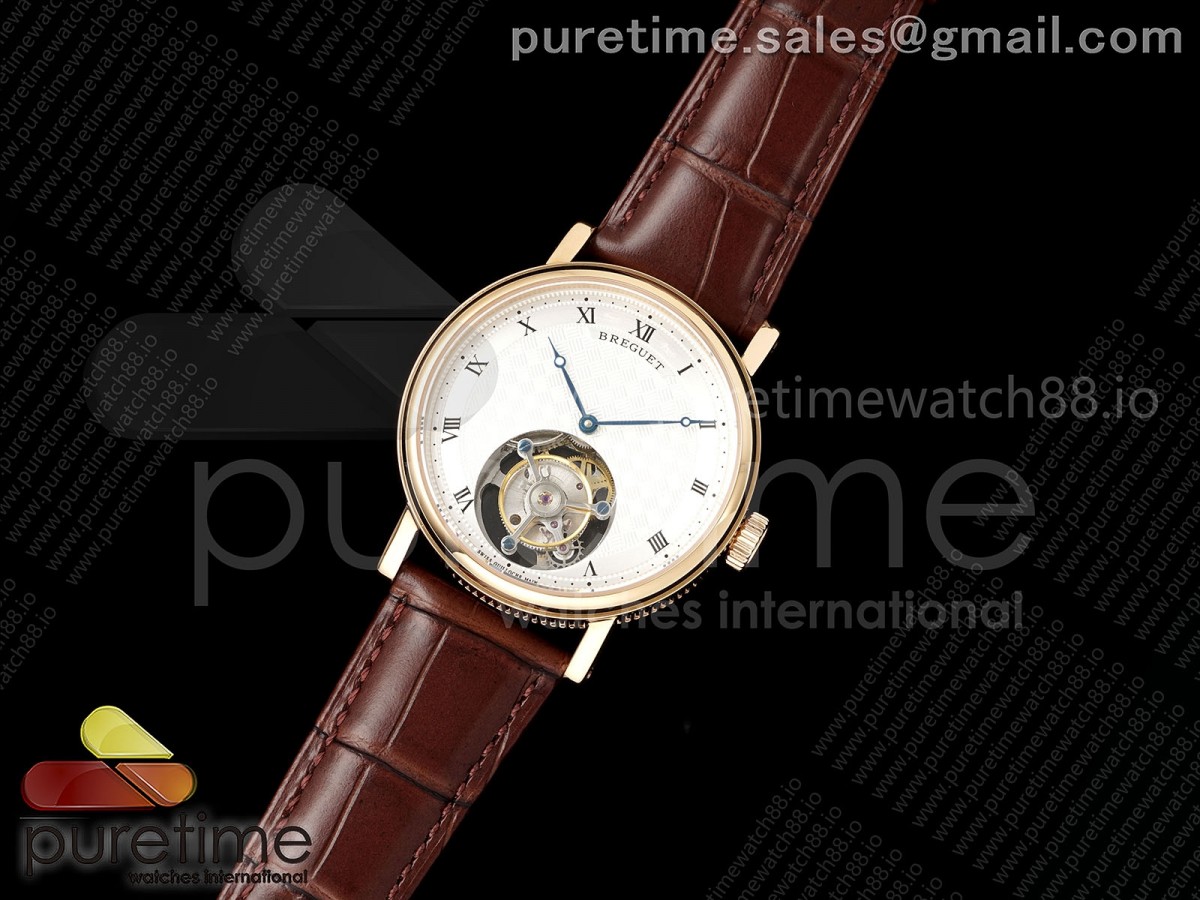 Classique Tourbillon RG RMS White Roman Dial on Brown Leather Strap Style 1