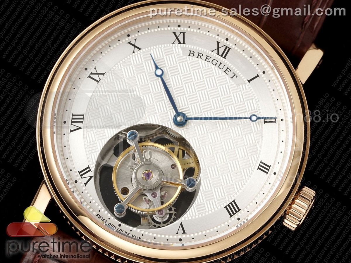 Classique Tourbillon RG RMS White Roman Dial on Brown Leather Strap Style 1