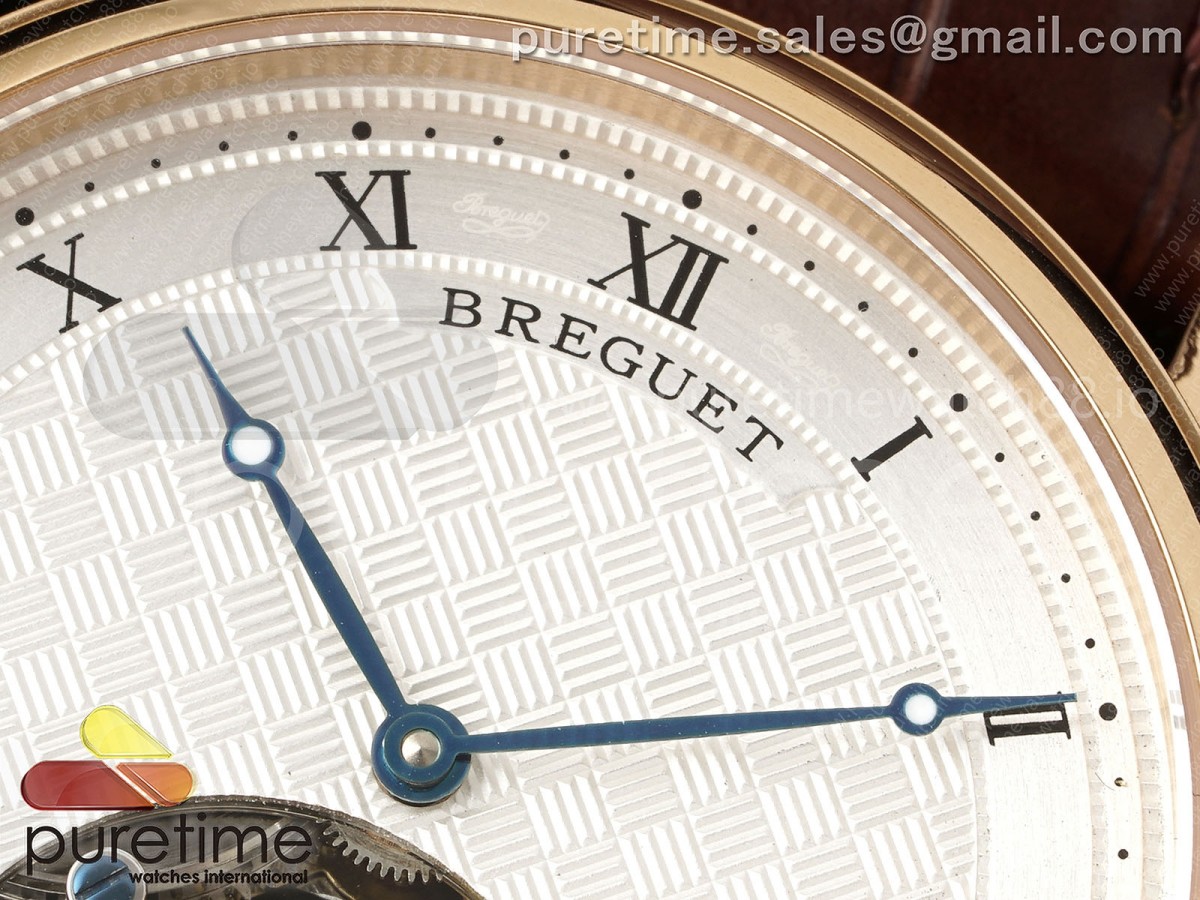Classique Tourbillon RG RMS White Roman Dial on Brown Leather Strap Style 1