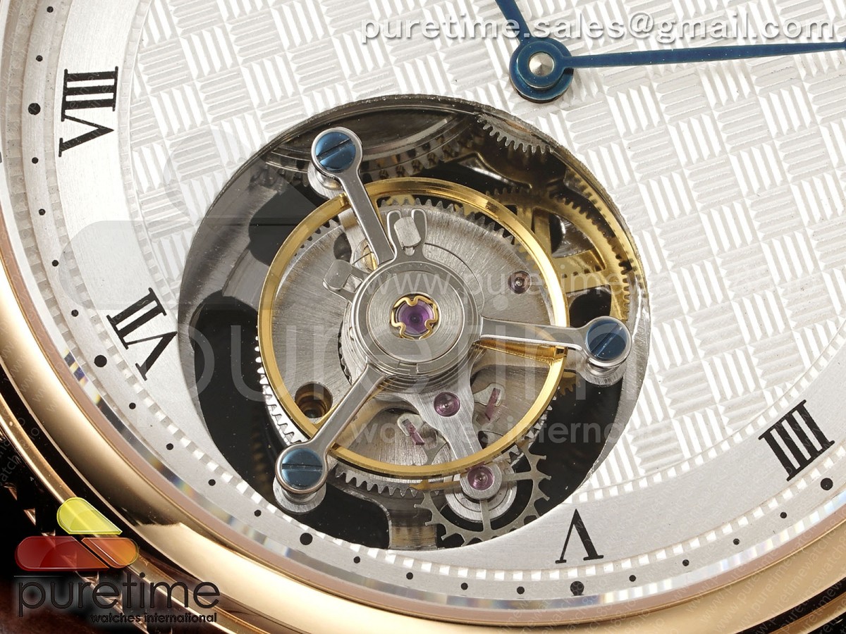 Classique Tourbillon RG RMS White Roman Dial on Brown Leather Strap Style 1