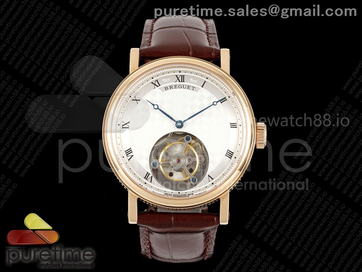 Classique Tourbillon RG RMS White Roman Dial on Brown Leather Strap Style 1