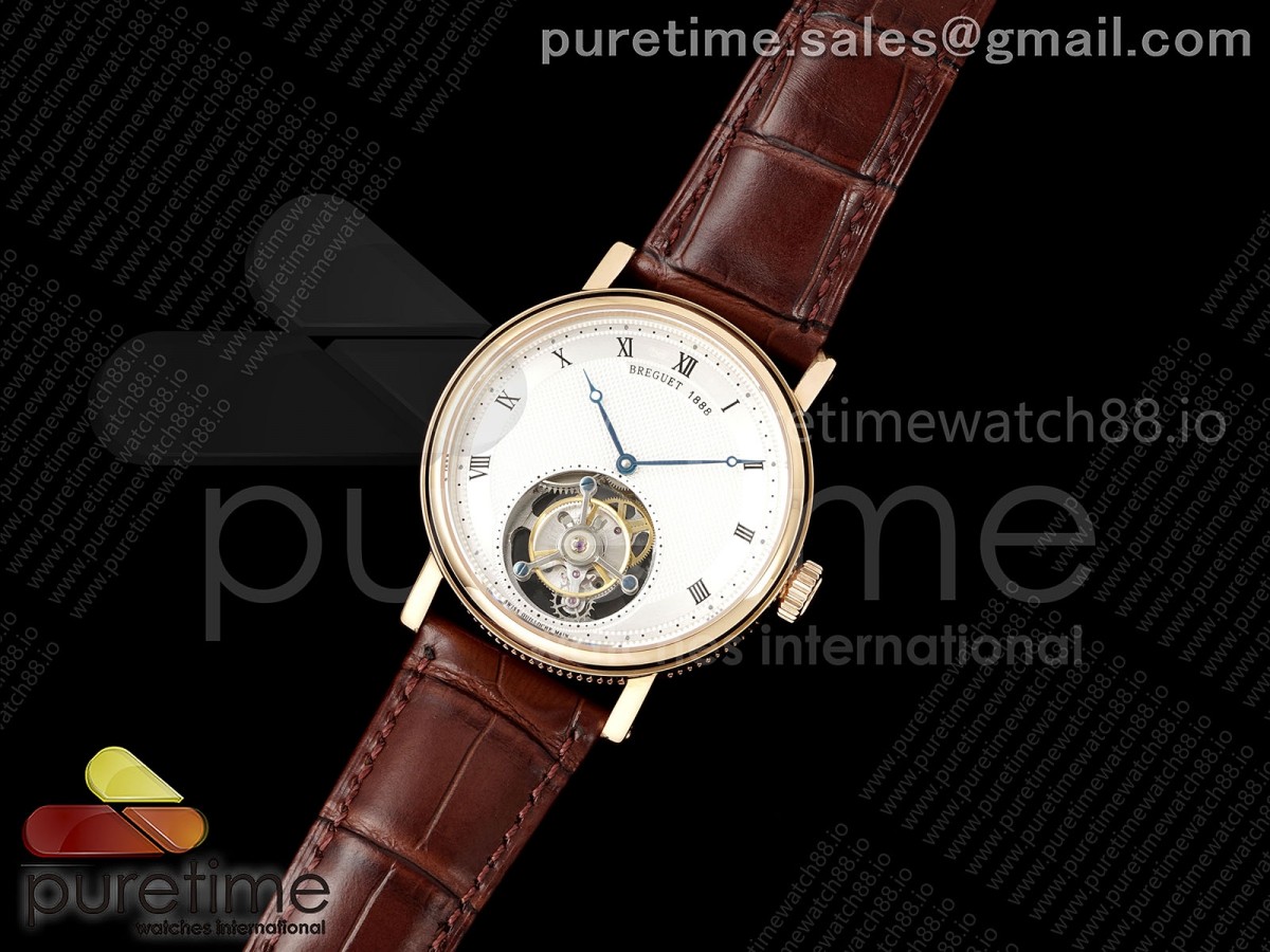 Classique Tourbillon RG RMS White Roman Dial on Brown Leather Strap Style 2