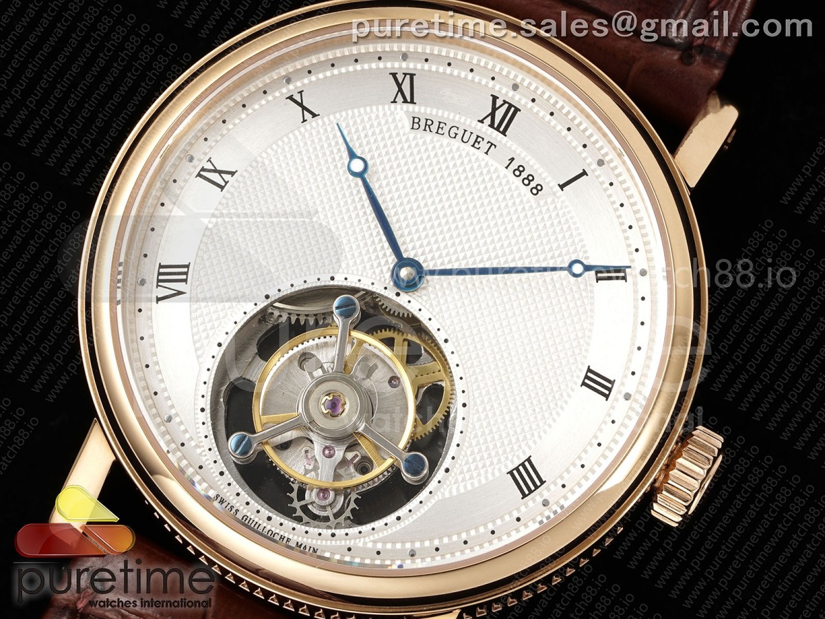 Classique Tourbillon RG RMS White Roman Dial on Brown Leather Strap Style 2