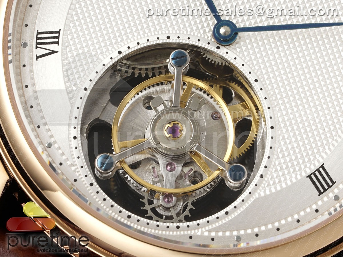 Classique Tourbillon RG RMS White Roman Dial on Brown Leather Strap Style 2