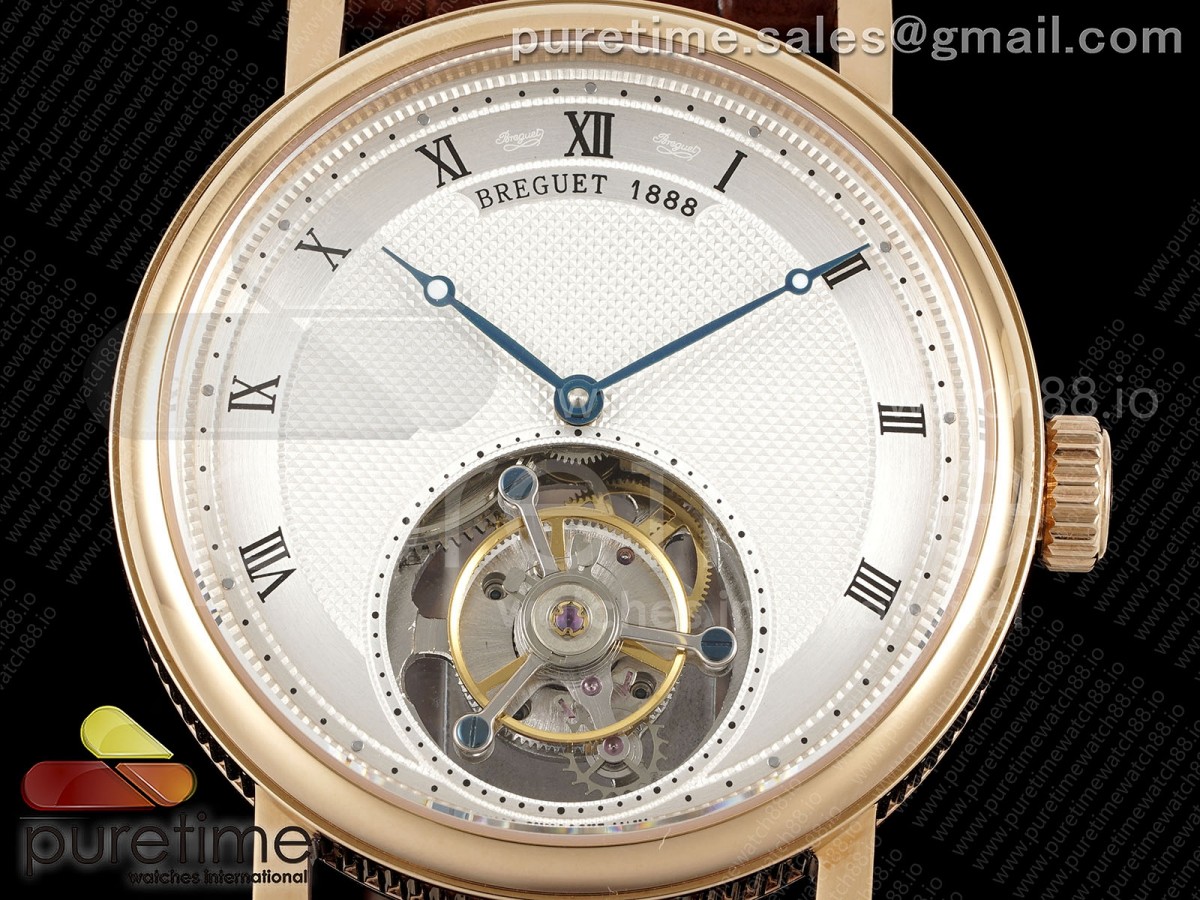 Classique Tourbillon RG RMS White Roman Dial on Brown Leather Strap Style 2