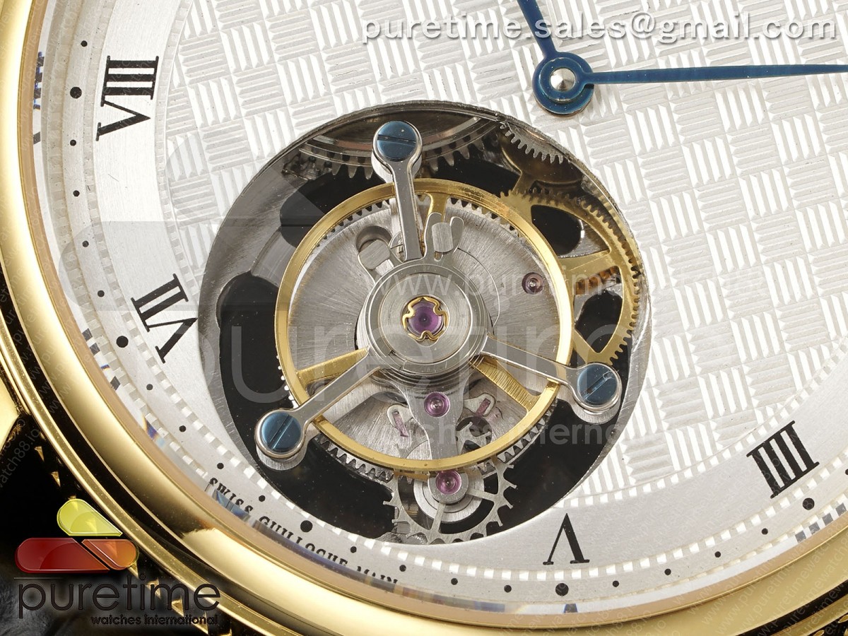 Classique Tourbillon YG RMS White Roman Dial on Black Leather Strap Style 1