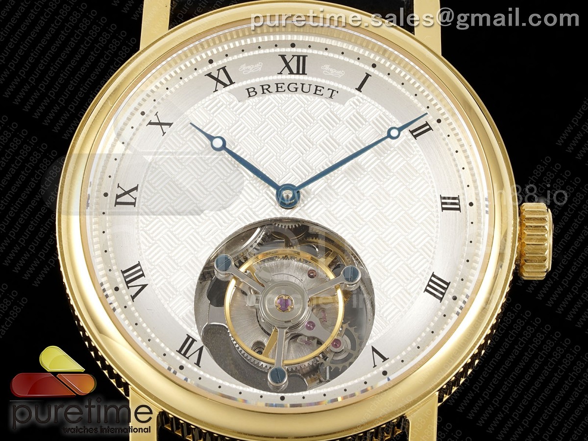 Classique Tourbillon YG RMS White Roman Dial on Black Leather Strap Style 1