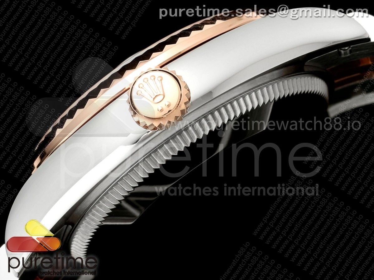 DateJust 31 Ladies Fluted Bezel SS/RG THB Brown Roman Dial on Jubilee Bracelet A2236