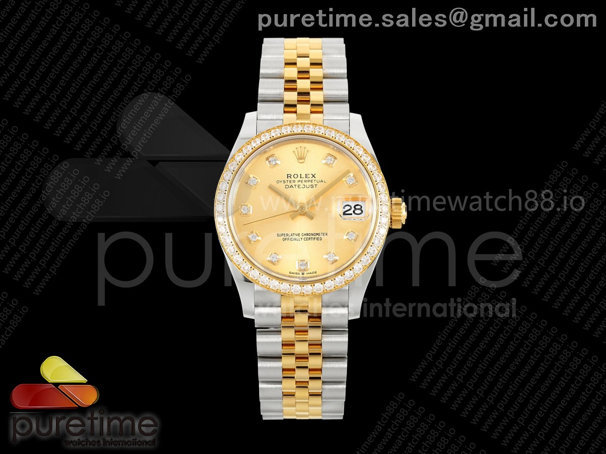 DateJust 31 Ladies Diamonds Bezel SS/YG THB YG Diamonds Dial on Jubilee Bracelet A2236