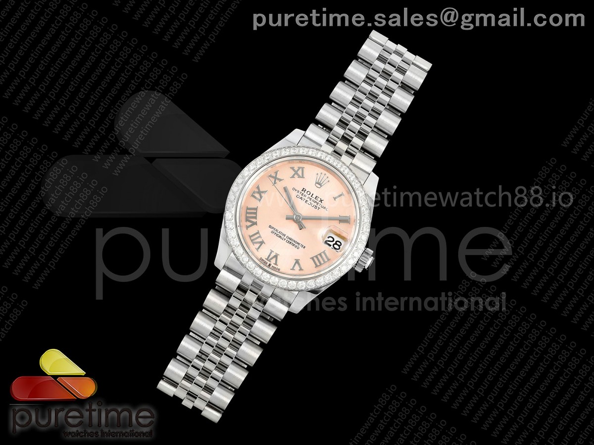DateJust 31 Ladies Diamonds Bezel SS THB RG Roman Dial on Jubilee Bracelet A2236