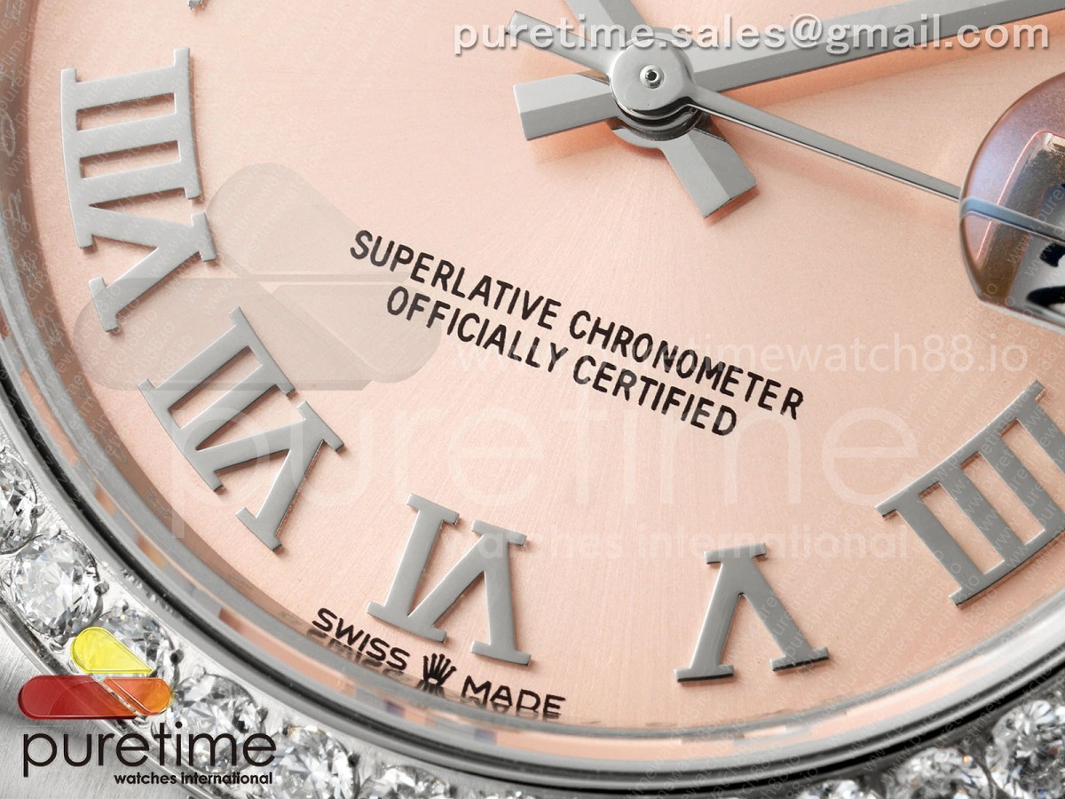 DateJust 31 Ladies Diamonds Bezel SS THB RG Roman Dial on Jubilee Bracelet A2236