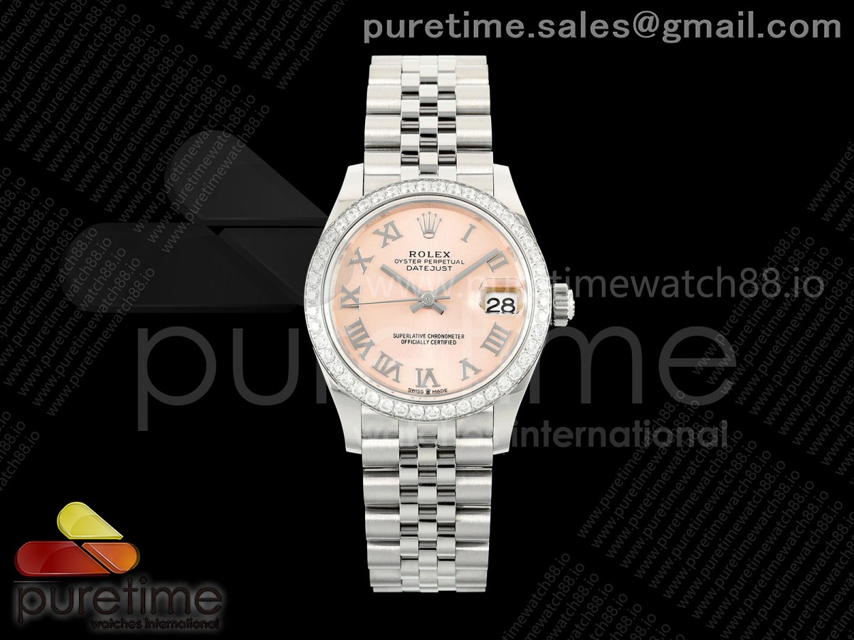 DateJust 31 Ladies Diamonds Bezel SS THB RG Roman Dial on Jubilee Bracelet A2236