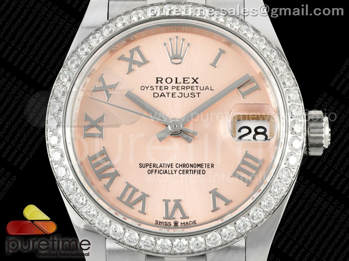 DateJust 31 Ladies Diamonds Bezel SS THB RG Roman Dial on Jubilee Bracelet A2236