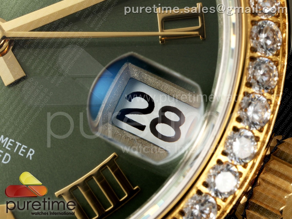 DateJust 31 Ladies Diamonds Bezel SS/YG THB Green Roman Dial on Oyster Bracelet A2236
