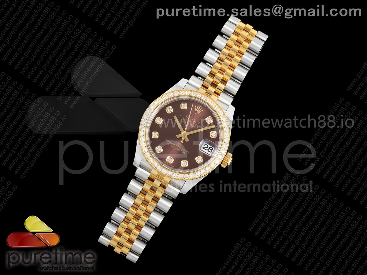 DateJust 31 Ladies Diamonds Bezel SS/YG THB Brown Diamonds Dial on Jubilee Bracelet A2236