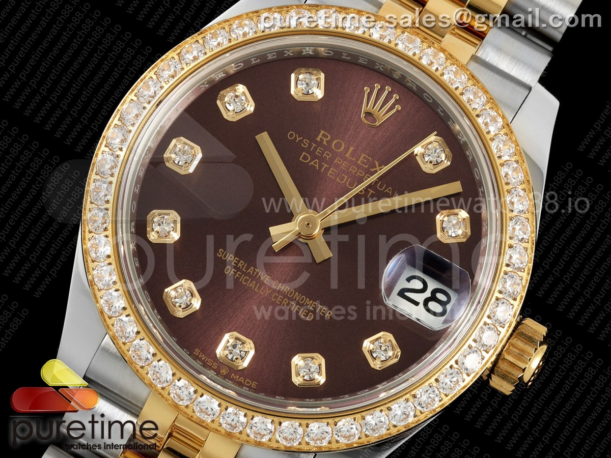 DateJust 31 Ladies Diamonds Bezel SS/YG THB Brown Diamonds Dial on Jubilee Bracelet A2236