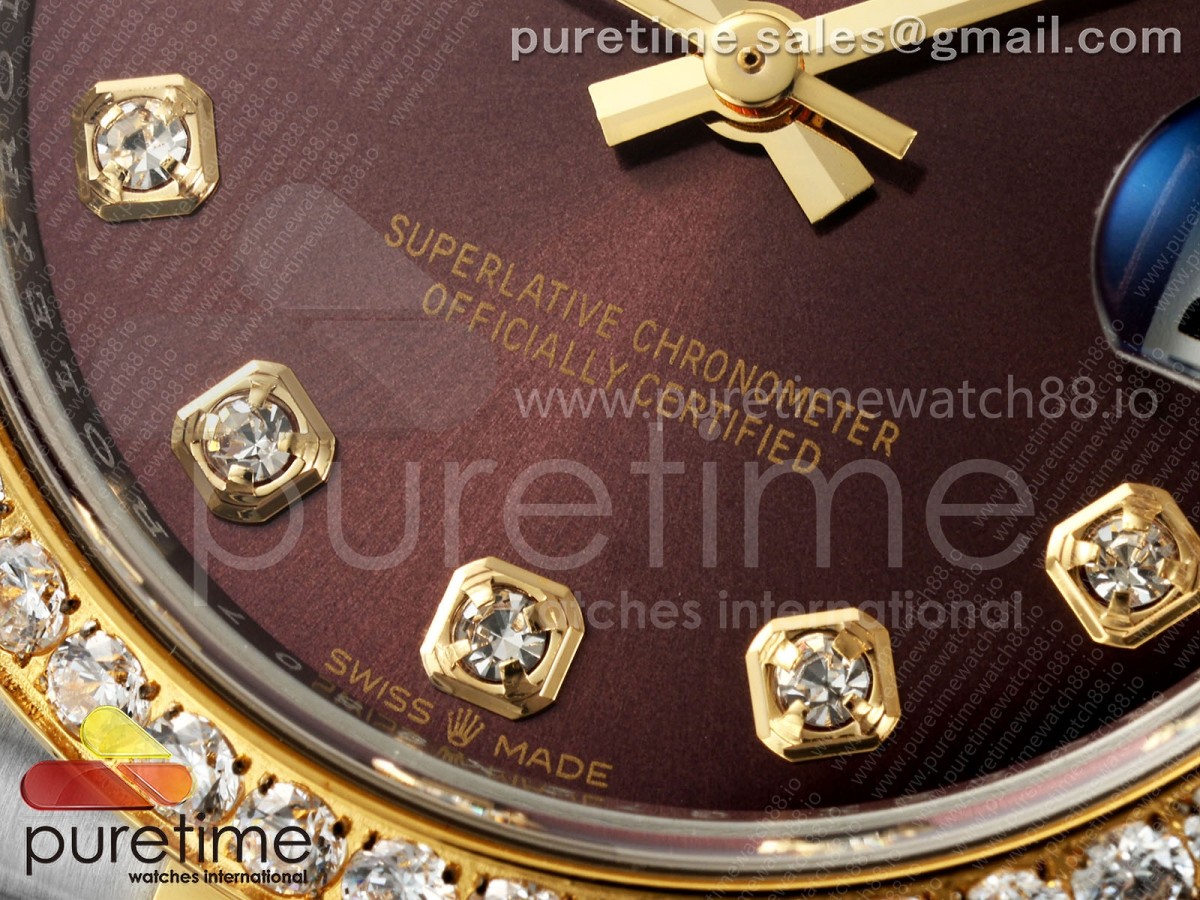 DateJust 31 Ladies Diamonds Bezel SS/YG THB Brown Diamonds Dial on Jubilee Bracelet A2236