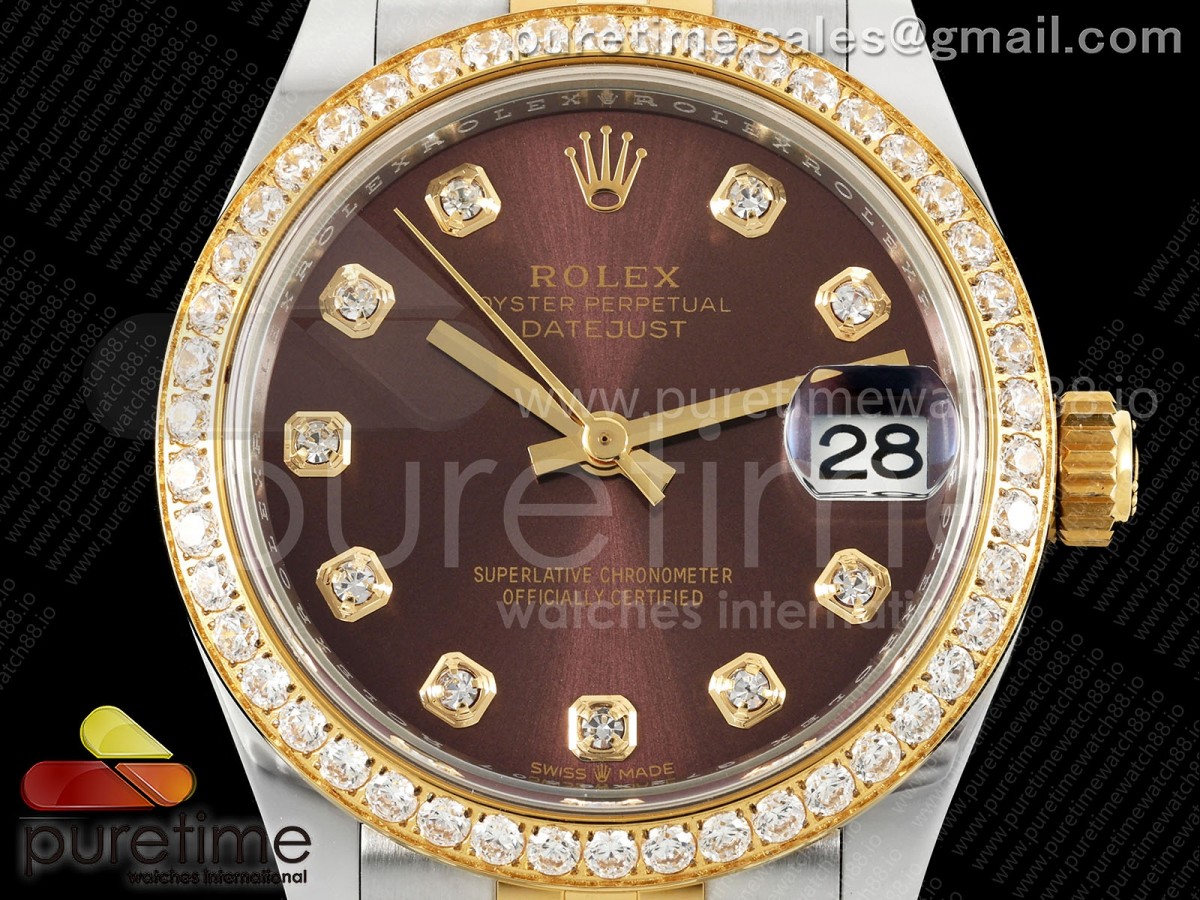 DateJust 31 Ladies Diamonds Bezel SS/YG THB Brown Diamonds Dial on Jubilee Bracelet A2236