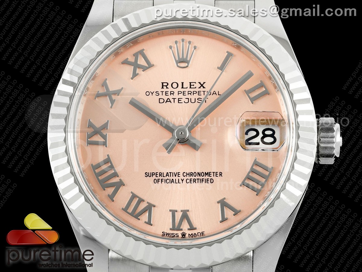 DateJust 31 Ladies Fluted Bezel SS THB RG Roman Dial on Jubilee Bracelet A2236