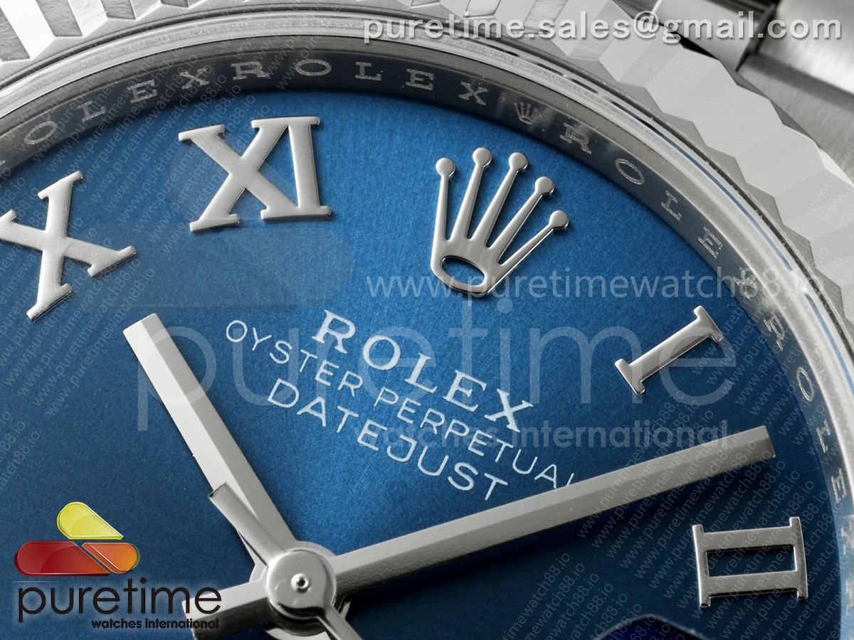 DateJust 31 Ladies Fluted Bezel SS THB Blue Roman Dial on Jubilee Bracelet A2236