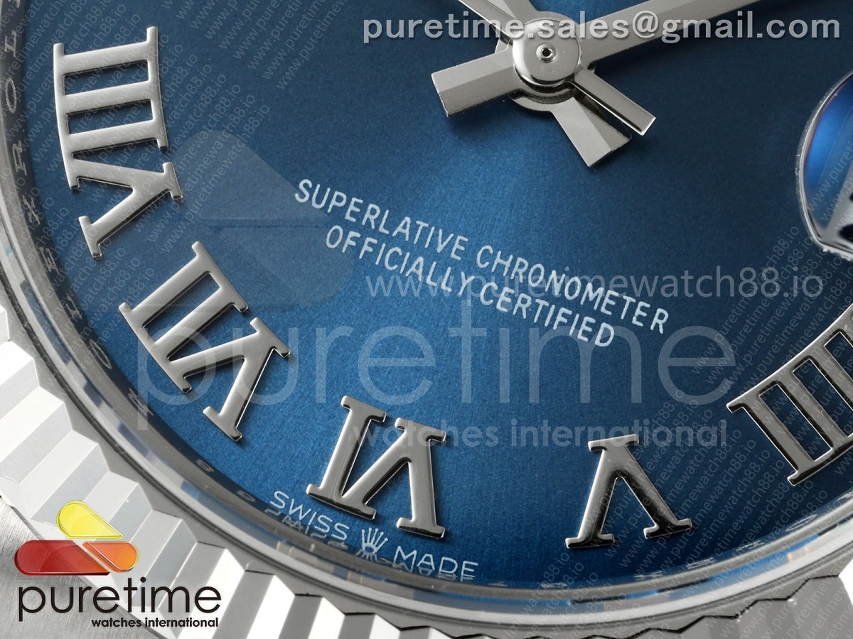 DateJust 31 Ladies Fluted Bezel SS THB Blue Roman Dial on Jubilee Bracelet A2236
