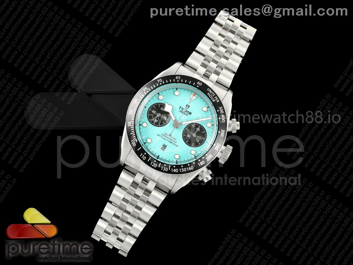 Black Bay Chrono SS BLSF Blue Dial on Jubilee Strap A7750