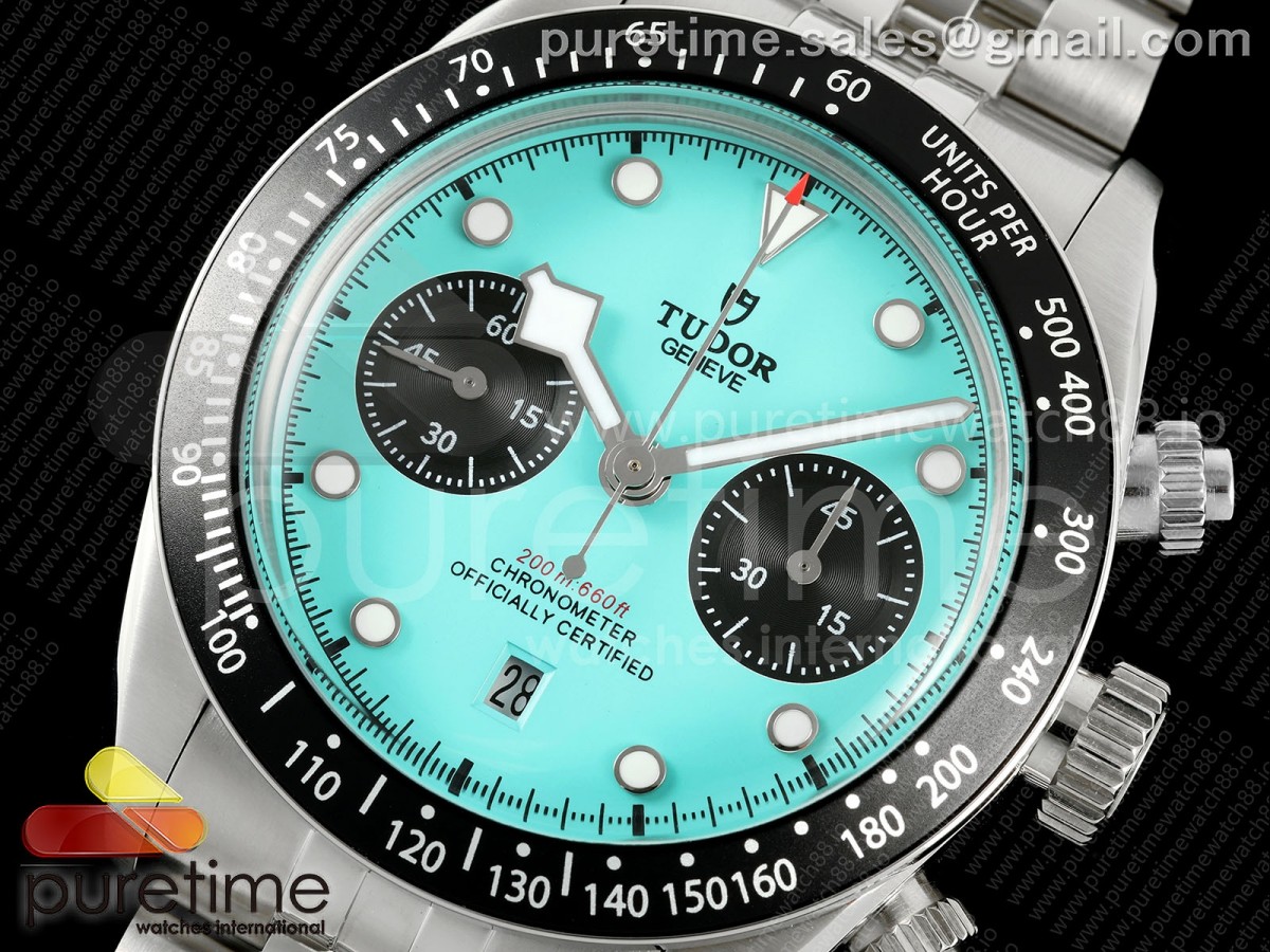 Black Bay Chrono SS BLSF Blue Dial on Jubilee Strap A7750