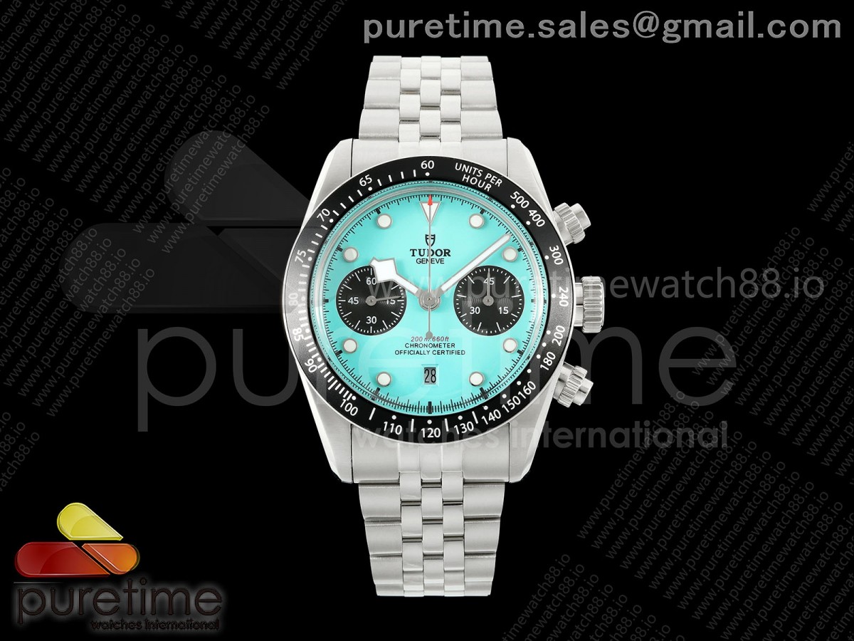 Black Bay Chrono SS BLSF Blue Dial on Jubilee Strap A7750