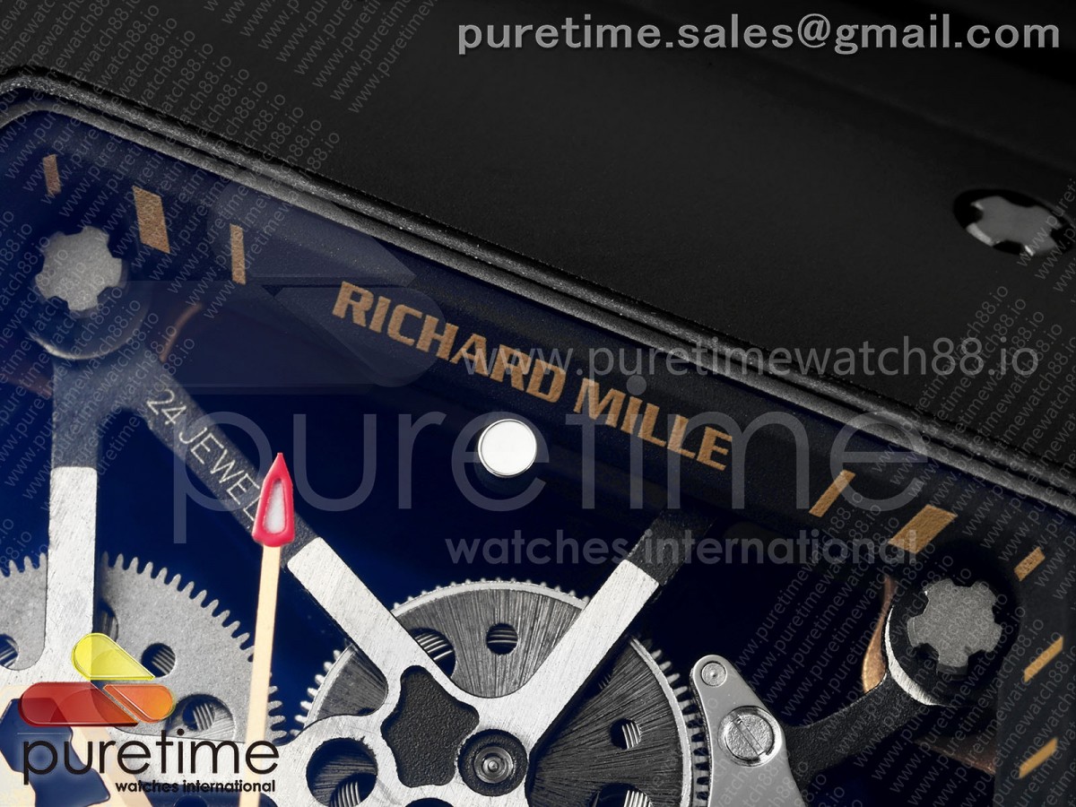 RM035 Americas Black Ceramic / RG ZF Skeleton Dial on Black Rubber Strap RMUL1