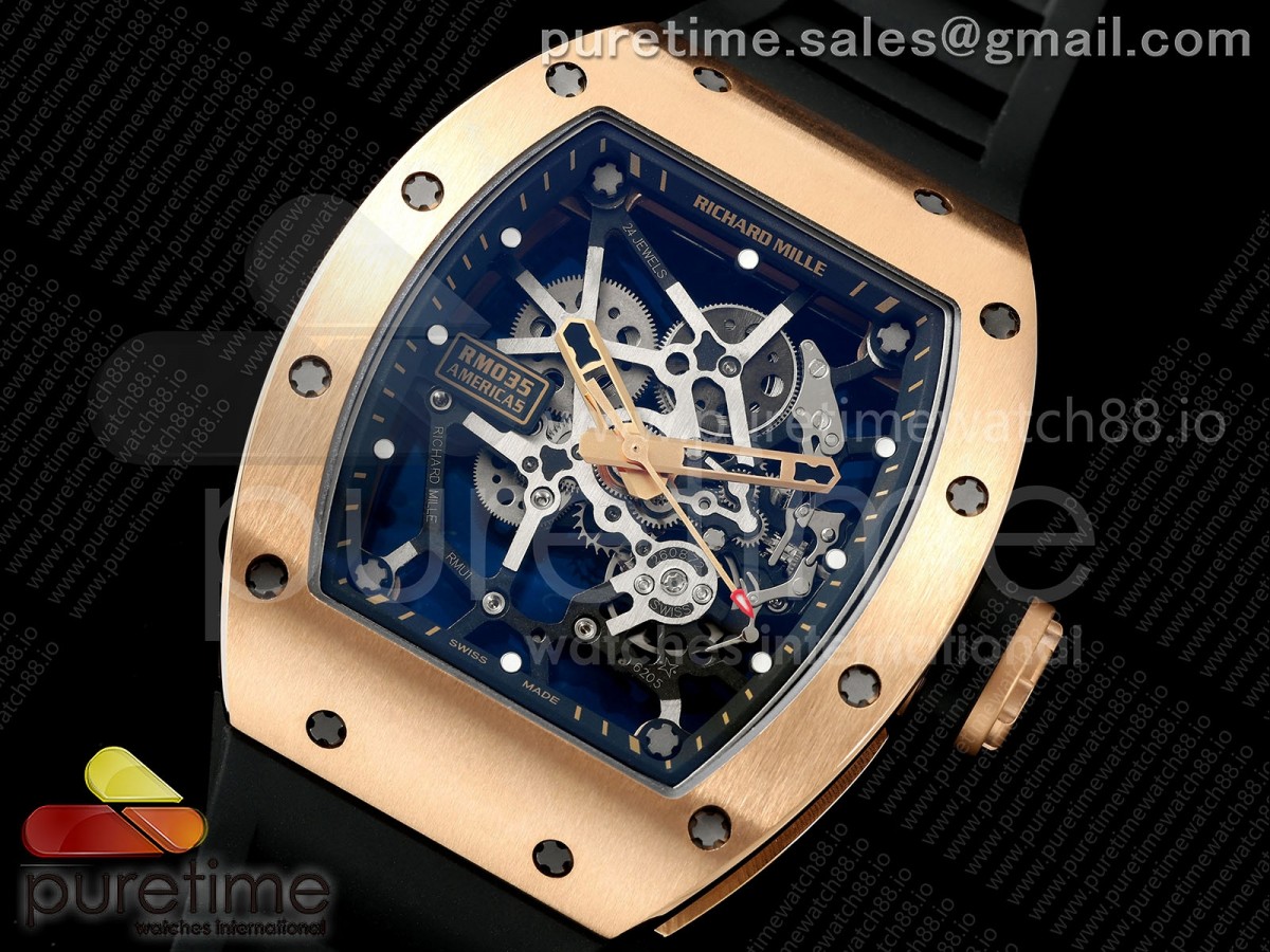 RM035 Americas RG ZF Skeleton Dial on Black Rubber Strap RMUL1