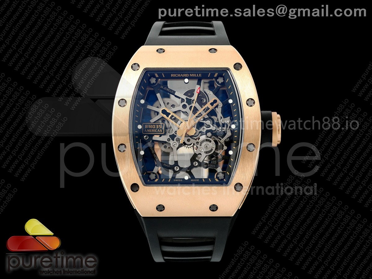 RM035 Americas RG ZF Skeleton Dial on Black Rubber Strap RMUL1
