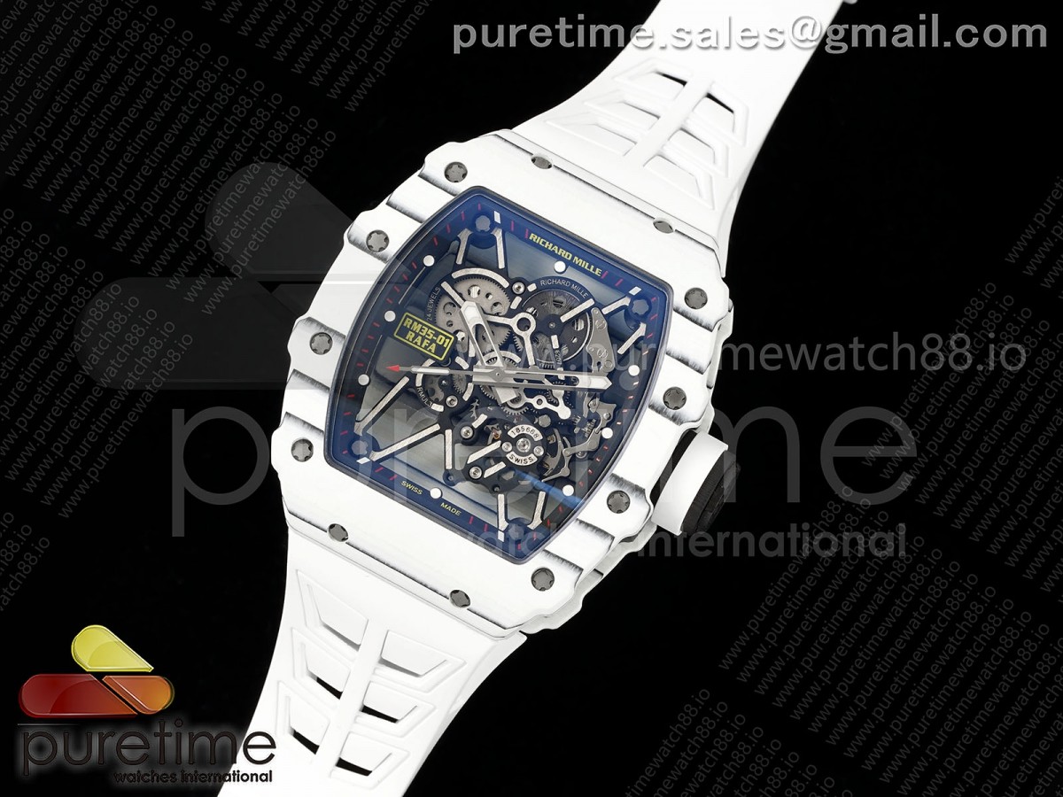 RM35-01 White NTPT ZF Skeleton Dial on White Shark Strap RMUL3