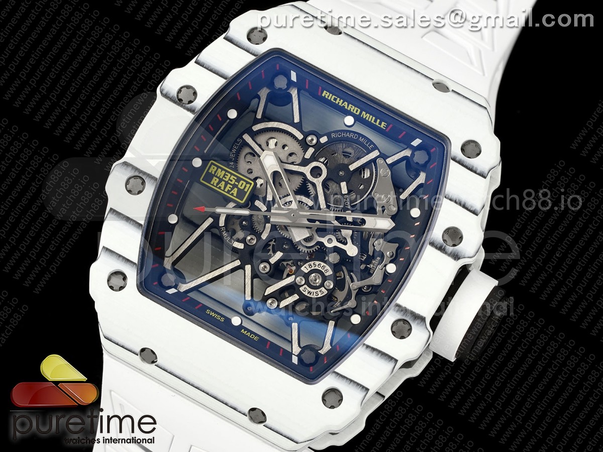 RM35-01 White NTPT ZF Skeleton Dial on White Shark Strap RMUL3